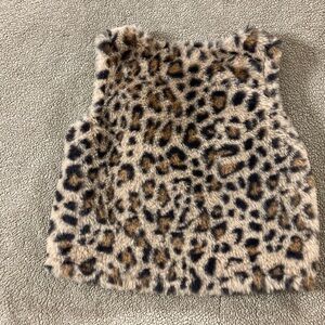 Kids Leopard Print Faux Fur Vest - Brown/Black